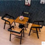 铁艺复古咖啡甜品店组合桌椅休闲酒吧茶餐厅实木套装户外接待桌椅