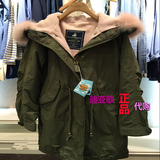 2016冬韩国代购小熊专柜正品大毛领军绿色棉衣外套TTJP64C52A-00