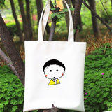 韩国简约字母原创樱桃小丸子环男女式文艺环保购物袋单肩帆布包袋