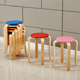 曲木圆凳简约实木餐桌椅时尚创意家用矮凳子宜家沙发换鞋小板凳