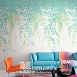 自居自在新品包邮|美国进口WQ北欧现代清新色调植物图案壁画 墙纸