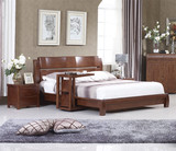 全实木现代中式美国红橡木家具床1.8米双人床简约靠背实木床婚床