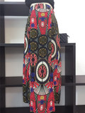 雪纺复古高腰半身裙2016夏季韩版修身显瘦印花中长款两边开叉长裙