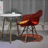 创意家具椅塑料伊姆斯透明扶手椅  简约现代餐椅休闲靠背椅塑料椅