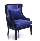 欧式老虎椅 新古典酒店实木单人沙发椅 会所售楼部休闲椅美式沙发
