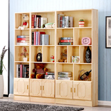 实木书柜简易自由组合成人书橱书架置物架儿童带门松木柜子