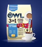 2袋起包邮 新加坡OWL猫头鹰（低脂）三合一速溶咖啡条装900克