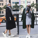 2016年冬季新款韩版宽松休闲茧型长款加厚过膝羊毛呢大衣外套女潮