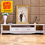 家具简约欧式茶几电视柜组合 现货象牙白色实木雕花客厅地柜802