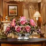 维多利亚 欧式高仿真花客厅假花绢花装饰花卉绢花花瓶花艺套装
