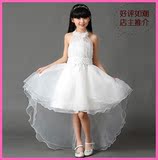 特价女童拖尾公主裙钢琴表演晚礼服10岁儿童白色裙女孩生日礼服裙