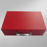红色长方形精油包装盒定做 定制高档化妆品翻盖PU皮手提礼盒厂家