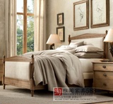 现货美式全实木床法式乡村双人床欧式复古做旧布艺床卧室家具婚床