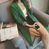 2016新款西装外套春秋季韩版中长款修身长袖亚麻百搭女士小西装