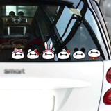 大白车贴小兔子可爱卡通遮划痕汽车贴纸拉花个性创意车身装饰贴画
