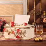 欧式纸巾盒奢华客厅 高档草莓陶瓷纸抽盒创意餐桌茶几抽纸盒摆件