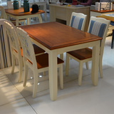 十年树木地中海餐桌1.3米白实木长方形餐桌吃饭桌子客厅地中海桌