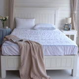居家必备款 纯棉防羽磨毛绗缝床笠式保护套 可水洗纯白床垫保护罩