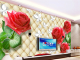欧式3d立体无缝客厅电视背景墙壁纸卧室墙纸壁画影视墙布玫瑰软包