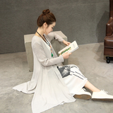2016春夏季新款韩版宽松显瘦棉麻连衣裙女装长袖两件套复古文艺裙