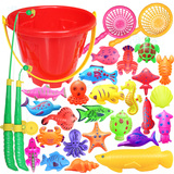 儿童宝宝小孩磁性铁果蔬钓鱼玩具套装戏水池洗澡广场捞鱼夏季toy