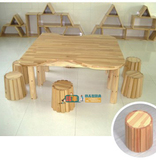 热销  幼儿园亲子园儿童樟子松泥巴桌椅配六椅 造型手工桌小凳子