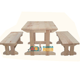 儿童桦木桌椅 幼儿园早教实木陶艺桌凳子长方形桌长凳 高端怡系列