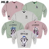 MLB韩国专柜代购 直邮 16春季新款男女卫衣 可爱小狗条纹棒球服