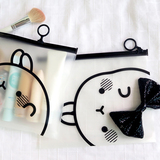 BOOKCODI 韩国可爱兔子透明PVC自封袋 收纳袋 洗漱袋化妆包 大号