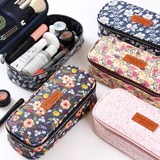 wannathis 韩国创意甜美花卉皮质立体化妆包大容量笔袋杂物整理包