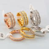韩版玫瑰金戒指女镶钻水晶满钻18K彩金钛钢食指指环潮人生日礼物