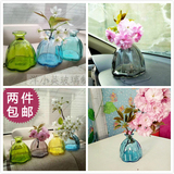 zakka 五彩创意玻璃多色小花瓶 花器 插花水培植物装饰品摆件包邮