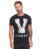 特价美国代购 Versace Jeans潮男T恤上衣经典Foil Big V Logo