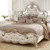 新款创意奢华实木别墅双人大床 新古典美欧式仿古别墅1.8*2米方床