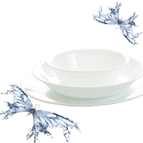 美国康宁进口玻璃陶瓷餐具碗盘碟子纯白色 用于微波炉烤箱 不易碎
