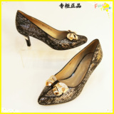 茉莉卡女鞋专柜正品印花条纹金属装饰中跟瓢鞋16A0311-2灰银色
