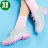 MIMO 韩版防水雨鞋 系带浅口马丁鞋 时尚运动套靴 水鞋 女款水靴