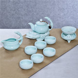 整套功夫茶具套装特价正品龙泉青瓷陶瓷6人茶具套装茶壶盖碗茶杯