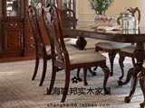 美式新古典全实木桦木红橡木黑胡桃木餐椅棉麻软包布艺椅子定做