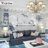 欧式3D砖墙纸灯塔地中海壁纸 大型壁画客厅卧室电视背景墙无纺布