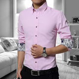 夏季新郎衬衫男长袖薄款常规纯棉修身粉色伴郎礼服商务衬衣青年潮