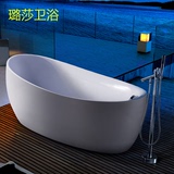 无缝对接一体式浴缸 现代浴缸高靠背贵妃浴缸1.4米1.5米 1.6米1.7