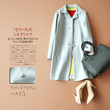 风衣女装春季新款出口日本原单YGW108翻领口袋两粒扣拼接长袖外套