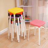 宜家塑料方凳子椅子特价家用餐桌餐凳加厚成人时尚创意高凳高圆凳