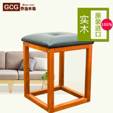 GCG乔治木易实木梳妆凳餐凳皮凳休闲方凳皮质餐凳简约时尚欧美式