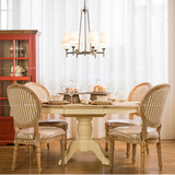 简约现代 全实木环保客厅四人圆形餐桌 美式做旧橡木家具定制