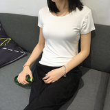 韩版夏季莫代尔柔软纯色圆领短袖T恤基础外穿内搭打底衫t恤衫女