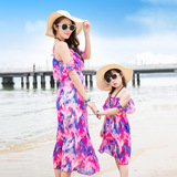 亲子装夏装 母女装 纯棉 连衣裙显瘦沙滩裙 海边度假长裙2016新款