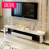 洛钒 客厅电视柜茶几 简约现代不锈钢大理石电视柜组合2.4米地柜