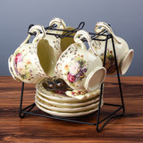 欧式咖啡杯套装高档创意骨瓷咖啡杯碟勺架陶瓷英式下午红茶杯茶具